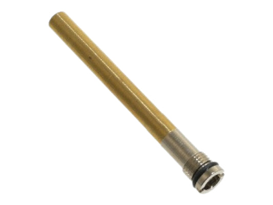 CAD render of the Kross Airsoft Design Tokyo Marui inlet valve, a brass stem with a threaded steel end