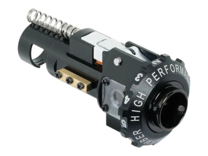 Maxx MGW CNC aluminium hop-up chamber for the Wolverine MTW M4, assembled with its spring fitted