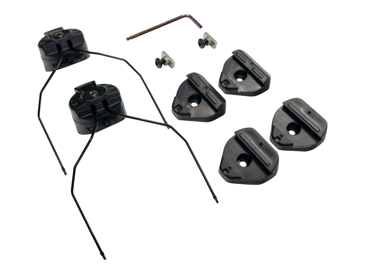 ARC rail adapter arms, mounting plates, screws and hex key supplied with the Flux helmet bundle