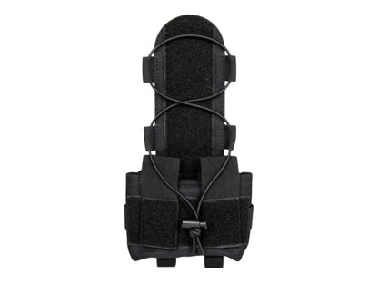 Black rear counterweight pouch for the PTS Flux helmet, shown from behind with bungee retention