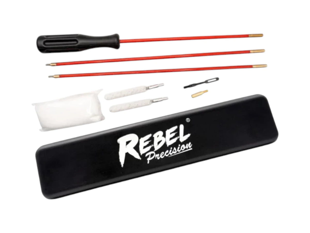 Rebel Nova barrel cleaning and unjamming rod kit with mop heads, patches and storage case
