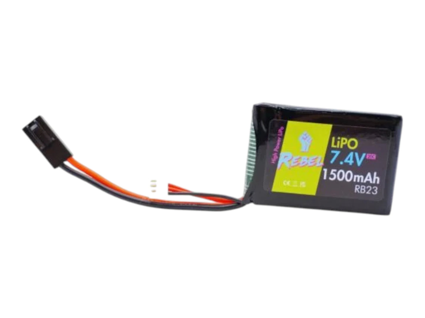 Rebel PEQ battery showing connector and JST-XH balance lead