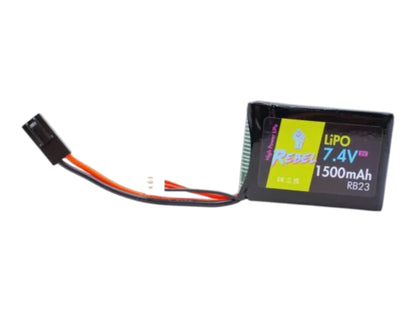Rebel PEQ battery showing connector and JST-XH balance lead