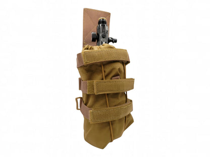 Rebel Precision HPA tank pouch holding an HPA cylinder on a plate carrier