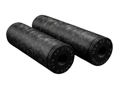 Image 5: Strike Carbon HEX 40 6 inch forged carbon airsoft suppressor angled product view