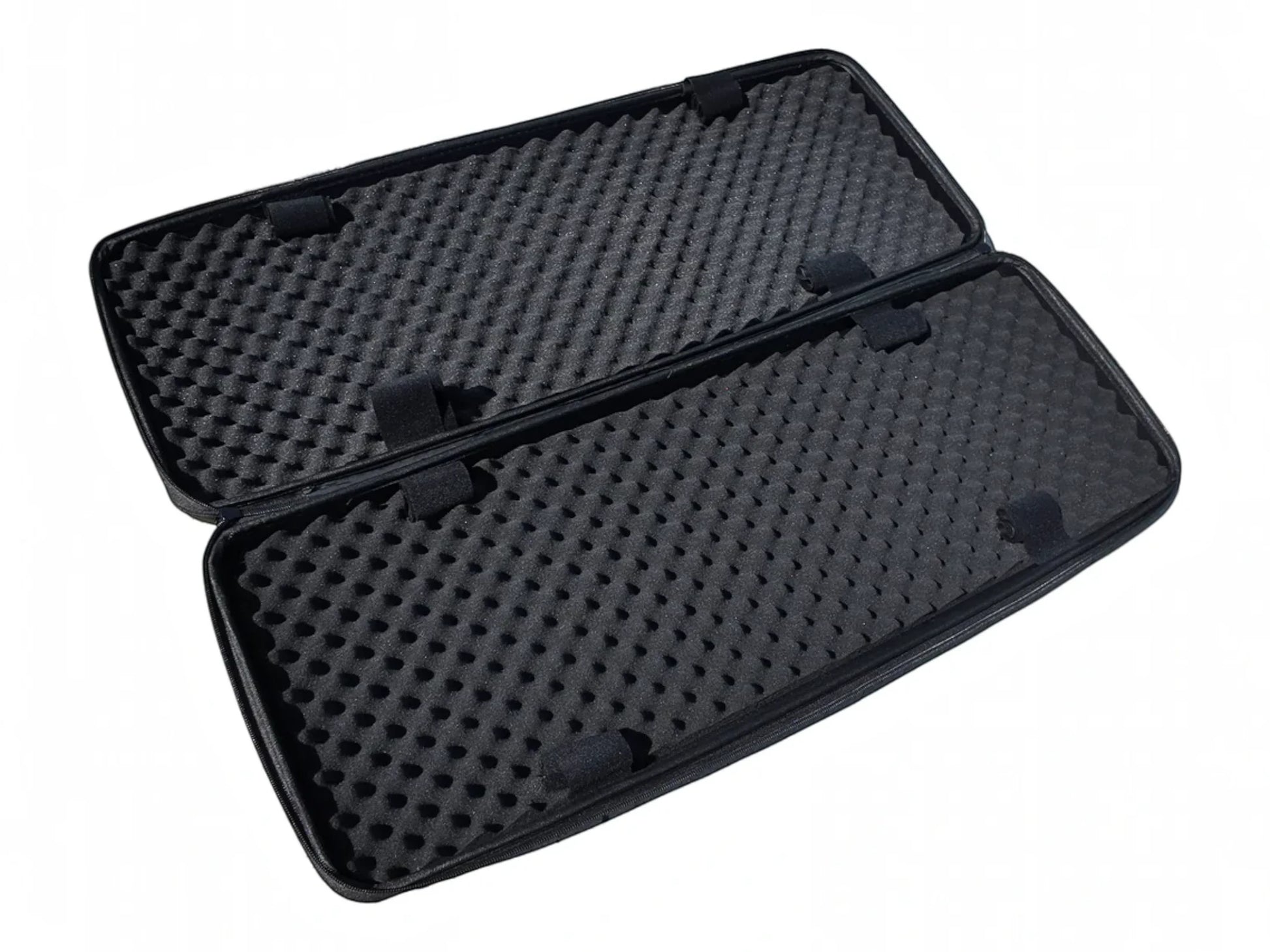 Strike semi-rigid EVA rifle case open showing wave foam interior and rifle straps