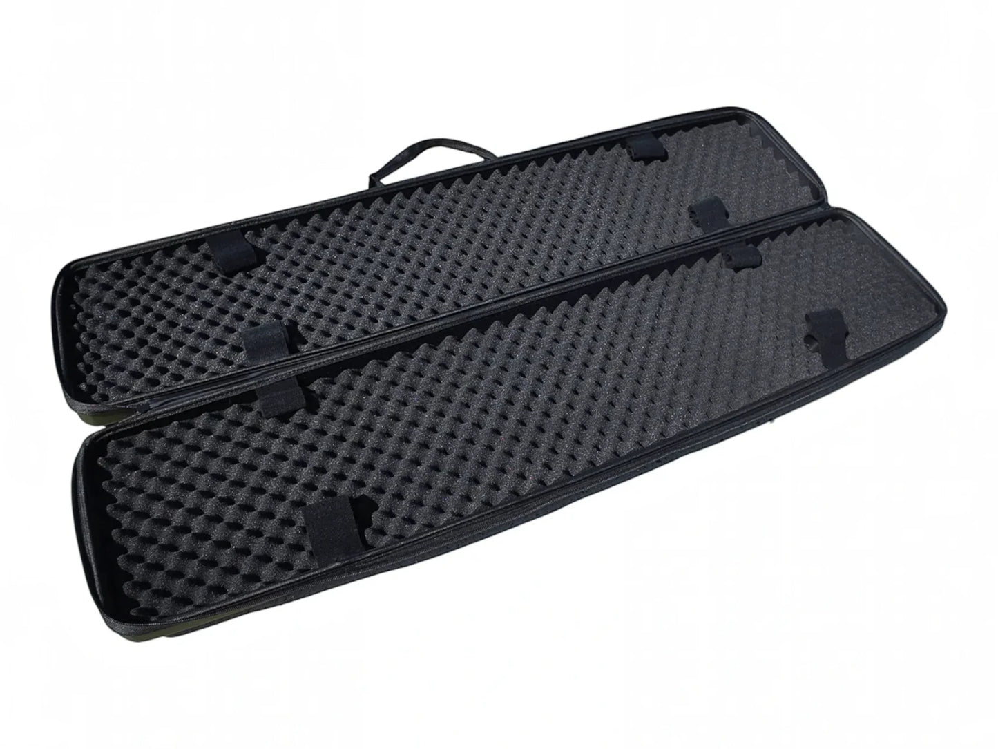 Strike semi-rigid EVA rifle case open showing wave foam interior and rifle straps XL