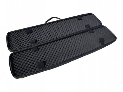 Strike semi-rigid EVA rifle case open showing wave foam interior and rifle straps XL