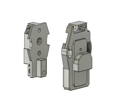 CAD render of the Kross Airsoft Design TM MP7 steel back plate, second view showing both faces