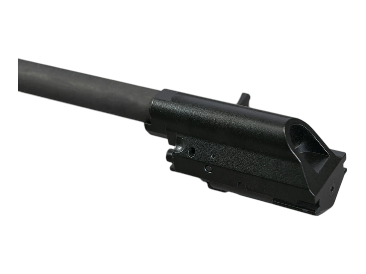 Close view of the VFC PP-19-01 Vityaz muzzle, front sight block and side rail