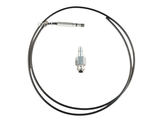 Wolverine BOLT M airline kit: a coil of black airline with a straight metal end fitting and a separate barbed fitting