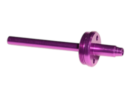 Wolverine BOLT M cylinder head in purple anodising, a three-hole mounting flange with a stepped nipple opposite