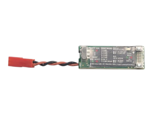 Wolverine Gen 2 Premium FCU, a small circuit board in clear heatshrink with a printed label and a red lead
