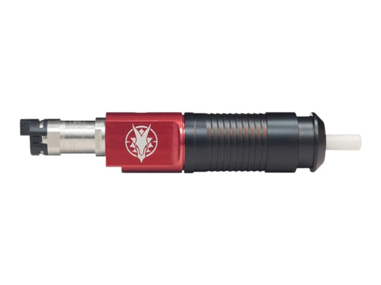 Wolverine INFERNO Gen 2 engine for the MTW, red anodised body with the wolf-head logo and a black ribbed cylinder