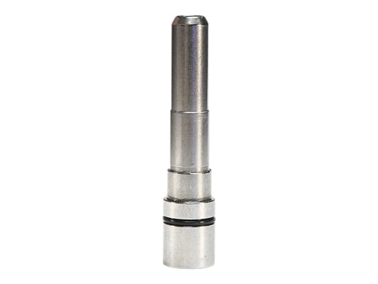 Wolverine INFERNO XTS air nozzle in bare steel, a stepped tube with a knurled band and a black o-ring at the base
