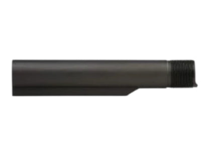 Wolverine MTW mil-spec buffer tube rotated to show the smooth side and the threaded receiver end