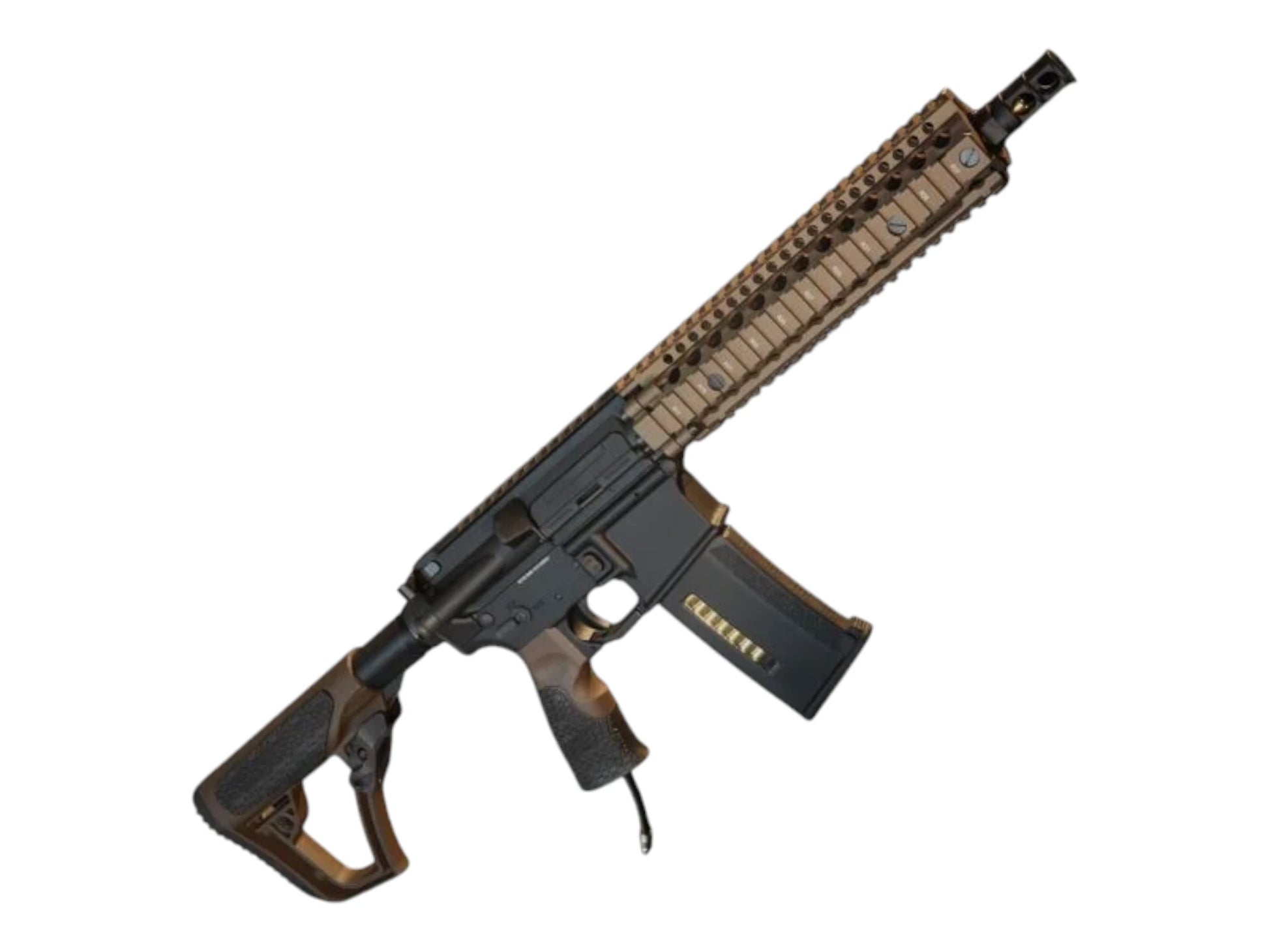 Wolverine Daniel Defense MTW MK18 2026 XB Edition in bronze and black, three-quarter view
