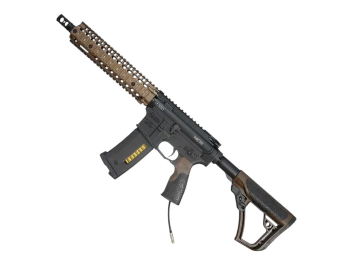 Wolverine Daniel Defense MTW MK18 2026 XB Edition, full left side with the stock extended