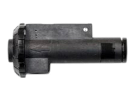 Wolverine MTW standard hop-up chamber in black polymer, side view with the adjustment wheel and wolf-head mark