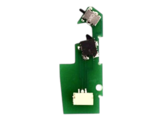 Wolverine V3 trigger board for AK gearboxes, a green PCB with two microswitches and a white connector