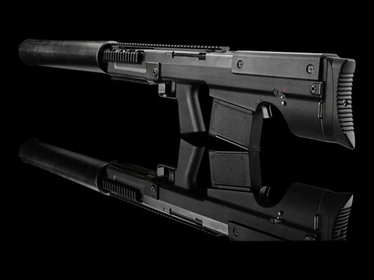 Two Silverback VKS Vykhlop sniper rifles in black, angled on a dark backdrop