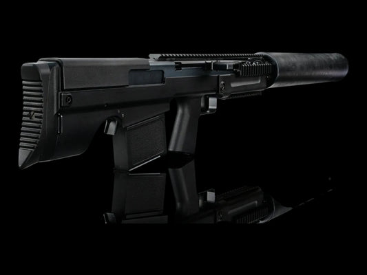 Close view of the Silverback VKS Vykhlop cheek rest and ribbed stock